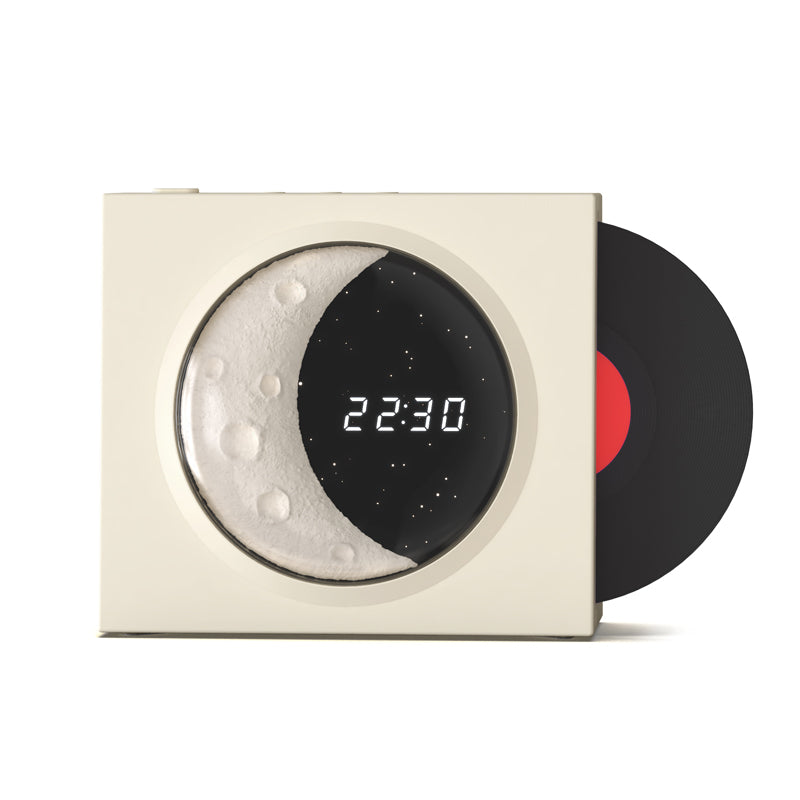 VENETIO Retro CD Design Desktop Digital Clock Half Moon Starry Atmosphere Night Light Bluetooth Speaker, Vintage Vinyl Record Player ➡ OP-00003