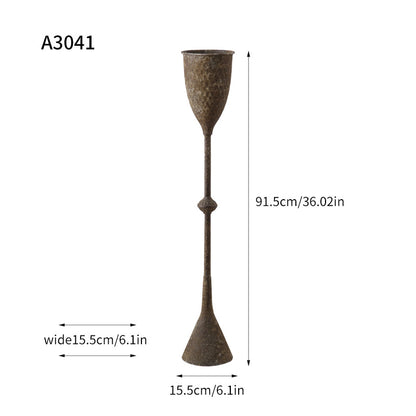 Antique Iron Floor Vase – Rustic Farmhouse Decor