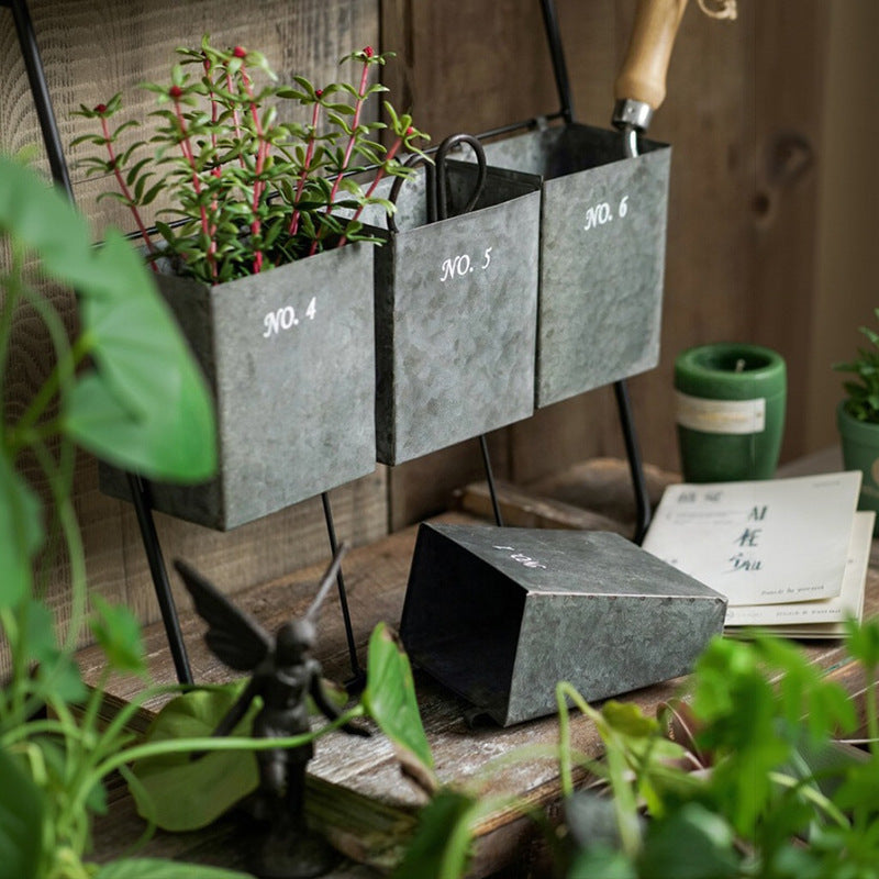 Rustic Galvanized Succulent Shelf – Vintage Farmhouse Planter Shelf