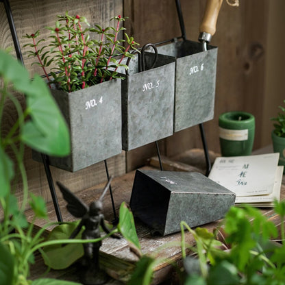 Rustic Galvanized Succulent Shelf – Vintage Farmhouse Planter Shelf