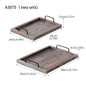 Vintage Distressed Wood Tea Tray – Rustic Farmhouse Serving Tray with Iron Handle(2pcs/set)