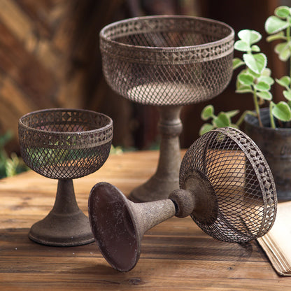 Antique Iron Pedestal Planter – Distressed Rustic Flower Stand ✦ Garden Obelisk