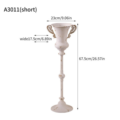 Antique Metal Pedestal Planter – Rustic Elegant Decor