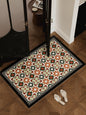 Selena French Retro Leather Doormat - Non-Slip Washable Dirt-Resistant Entryway Rug Antique Floor Mat Decor