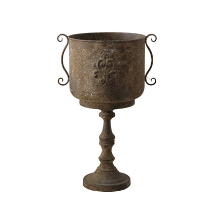 Antique Iron Floor Vase – Rustic Farmhouse Decor