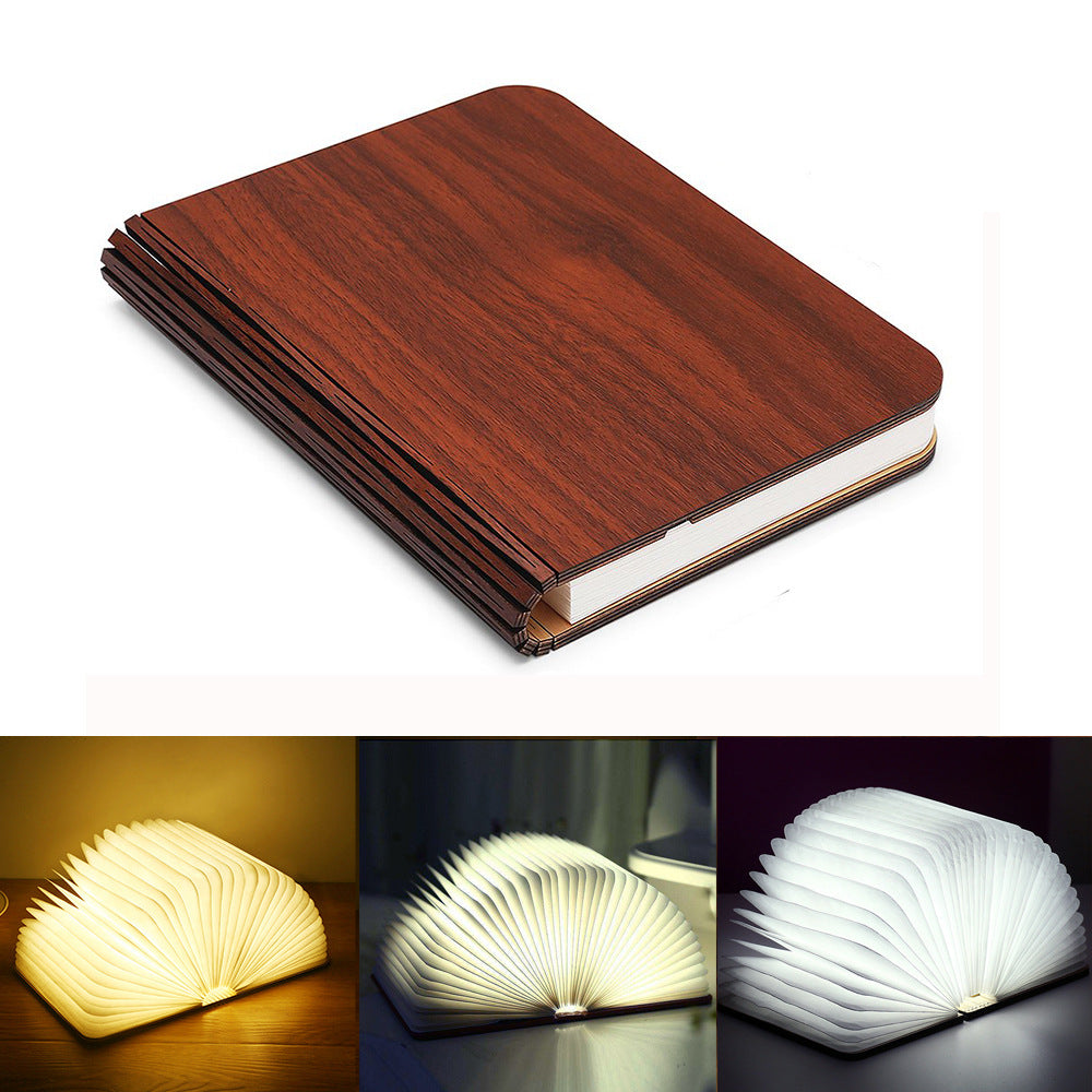 Wooden Book Light Folding USB Rechargeable Lamp