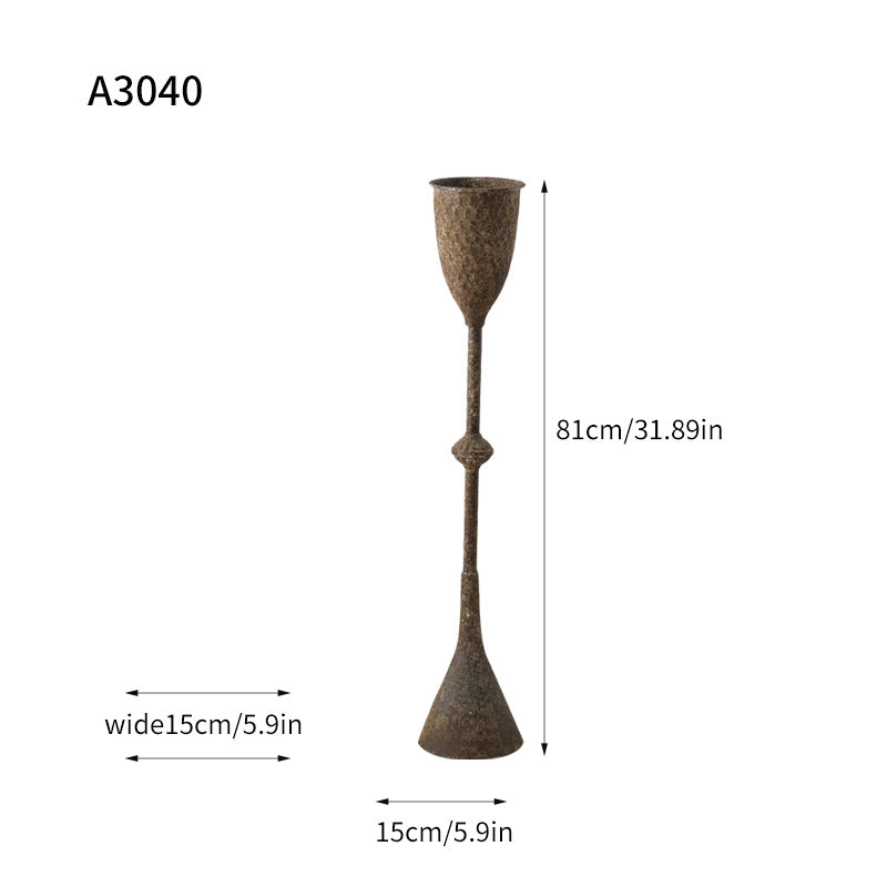 Antique Iron Floor Vase – Rustic Farmhouse Decor