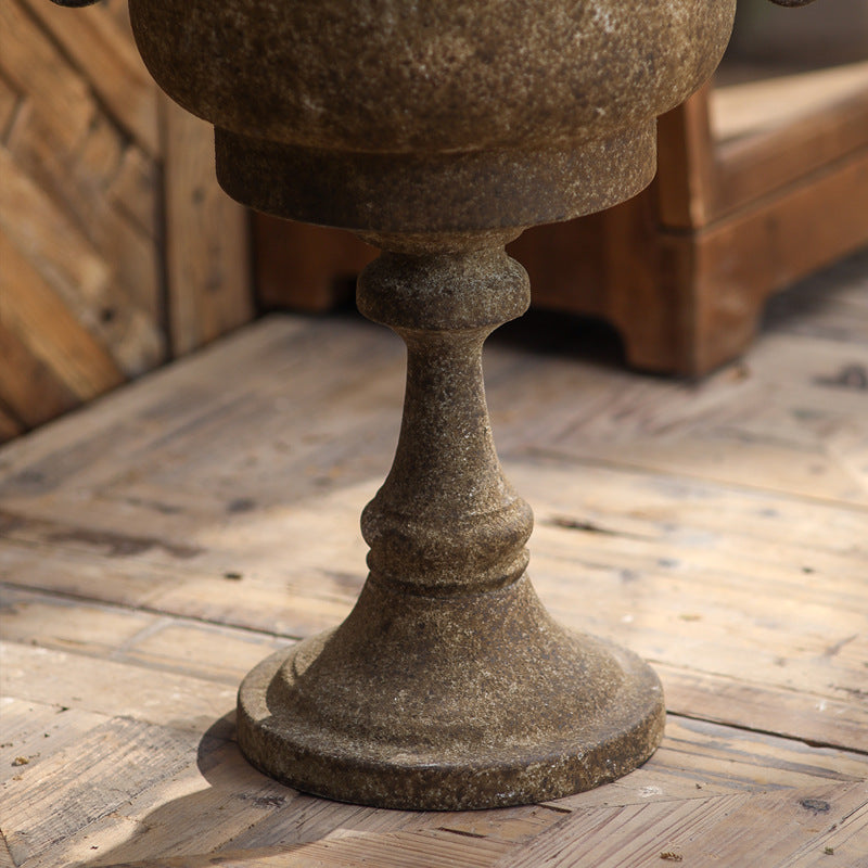 Antique Iron Floor Vase – Rustic Farmhouse Decor