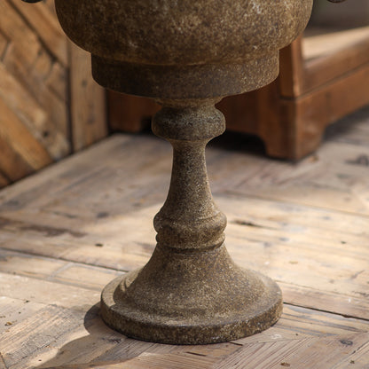 Antique Iron Floor Vase – Rustic Farmhouse Decor