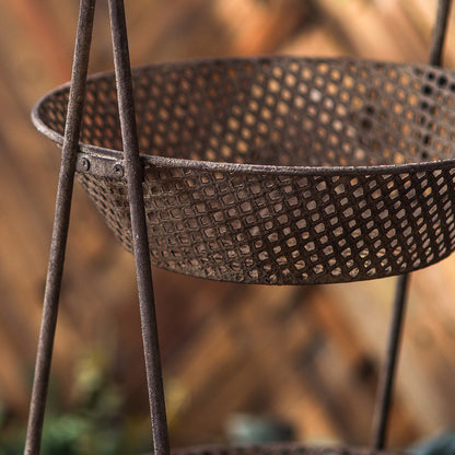 Vintage Rustic Iron Tiered Plant Basket – Farmhouse Decor