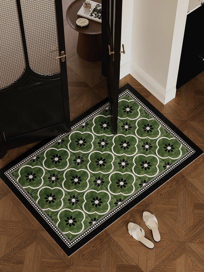 Selena French Retro Leather Doormat - Non-Slip Washable Dirt-Resistant Entryway Rug Antique Floor Mat Decor