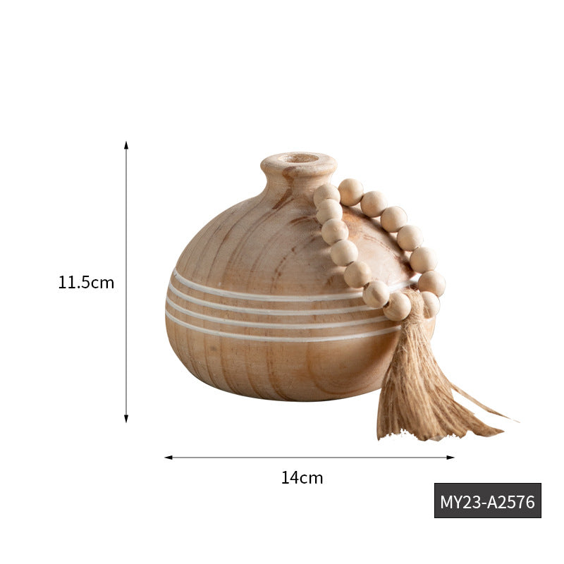 Hand-Carved Wabi-Sabi Vase Set – Solid Wood Organic Vessels (4 Styles) ✦ Unique Zen Teahouse Decor