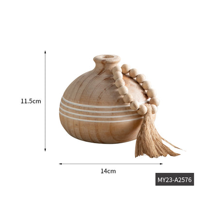 Hand-Carved Wabi-Sabi Vase Set – Solid Wood Organic Vessels (4 Styles) ✦ Unique Zen Teahouse Decor