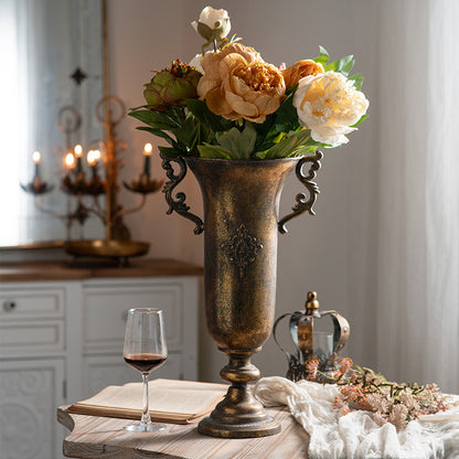 Regal Chalice Vase – Antique Gold Goblet ✦ Palace-Worthy Centerpiece