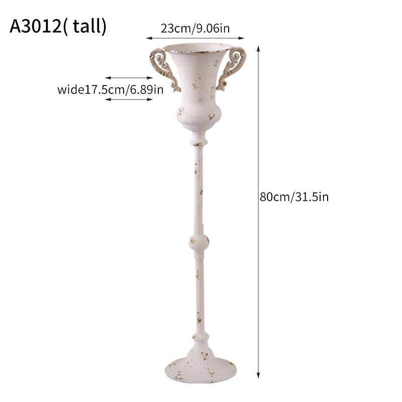 Antique Metal Pedestal Planter – Rustic Elegant Decor