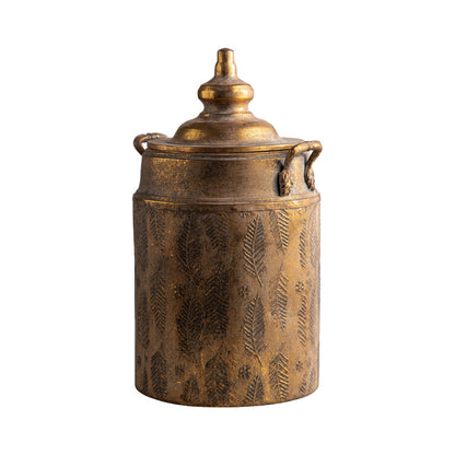 Antiqued Gold Iron Vase – Distressed Metal Centerpiece ✦ Rustic Glam Decor