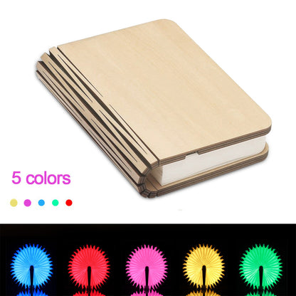 Wooden Book Light Folding USB Rechargeable Lamp