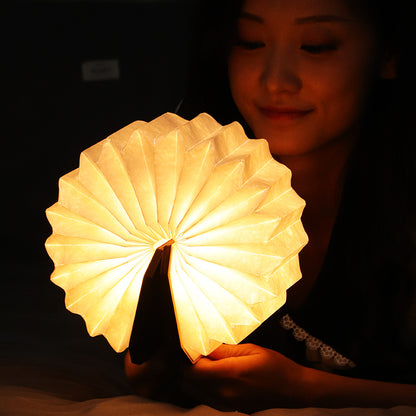 Accordion LED Rechargeable Nightlight Wooden Book Lamp