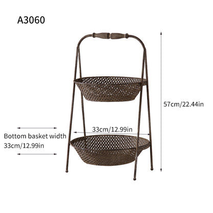 Vintage Rustic Iron Tiered Plant Basket – Farmhouse Decor