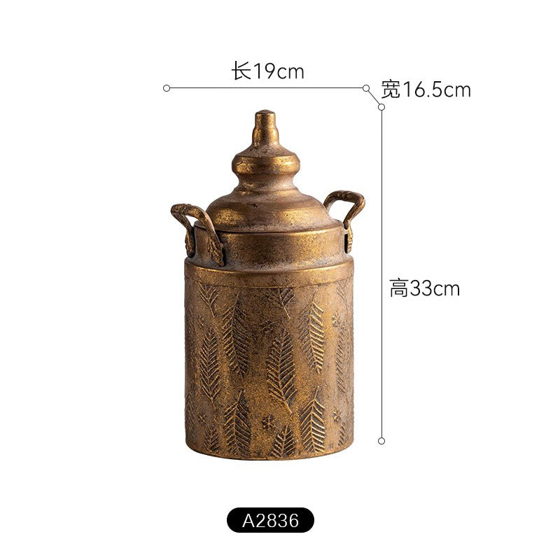 Antiqued Gold Iron Vase – Distressed Metal Centerpiece ✦ Rustic Glam Decor