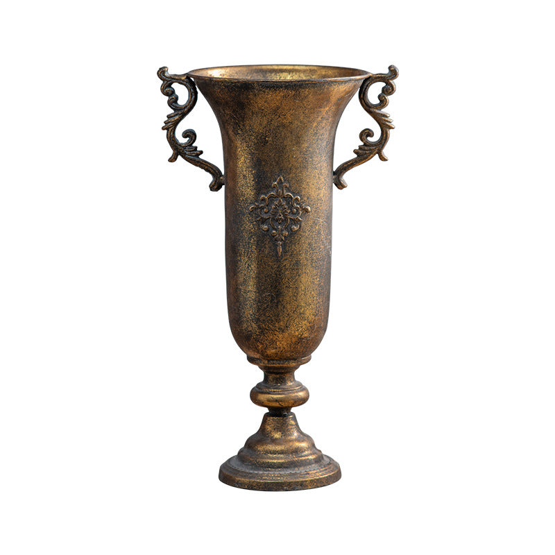 Regal Chalice Vase – Antique Gold Goblet ✦ Palace-Worthy Centerpiece