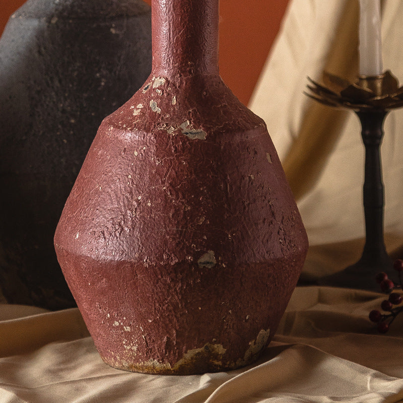 Antique White Iron Pitcher Vase – Distressed Farmhouse Photo Prop (71.5cm Tall) ✦ One-of-a-Kind Wabi-Sabi Art Piece