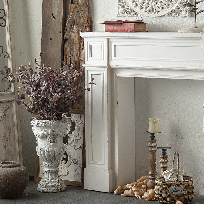 Antique White Floral Planter – Photo Prop Bohemian