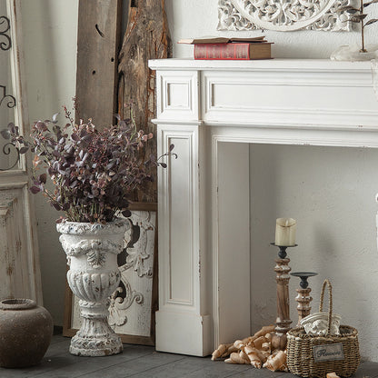 Antique White Floral Planter – Photo Prop Bohemian