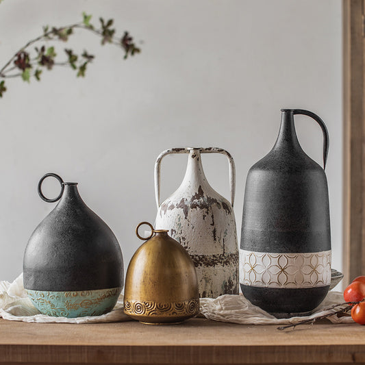 Farmhouse Studio Decor – Antique-Style Flower Vases for Staging/Instagram Photos