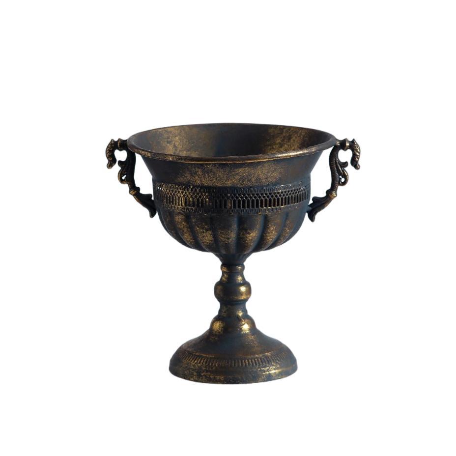 Antique Gold Rust Metal Vase – Farmhouse Table Centerpiece
