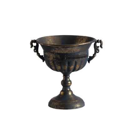 Antique Gold Rust Metal Vase – Farmhouse Table Centerpiece
