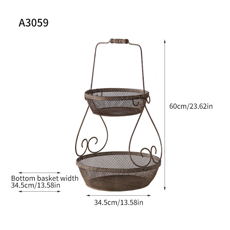 Vintage Rustic Iron Tiered Plant Basket – Farmhouse Decor