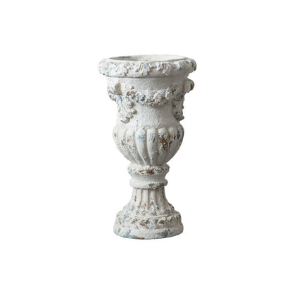 Antique White Floral Planter – Photo Prop Bohemian