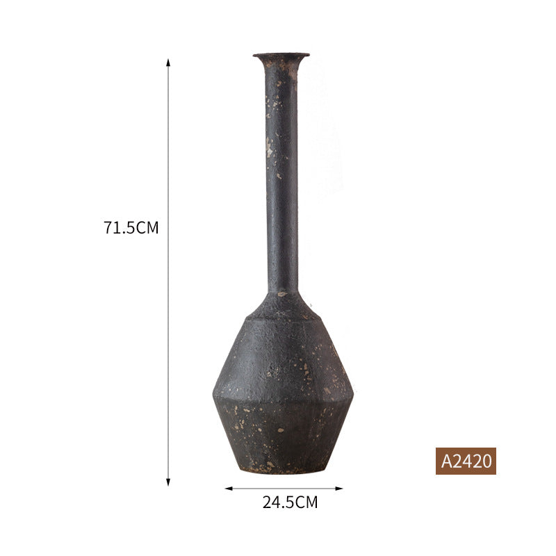 Antique White Iron Pitcher Vase – Distressed Farmhouse Photo Prop (71.5cm Tall) ✦ One-of-a-Kind Wabi-Sabi Art Piece