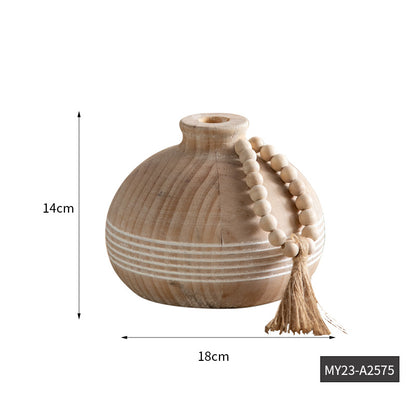 Hand-Carved Wabi-Sabi Vase Set – Solid Wood Organic Vessels (4 Styles) ✦ Unique Zen Teahouse Decor