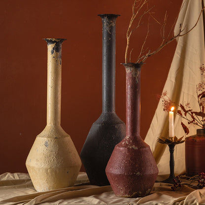 Antique White Iron Pitcher Vase – Distressed Farmhouse Photo Prop (71.5cm Tall) ✦ One-of-a-Kind Wabi-Sabi Art Piece