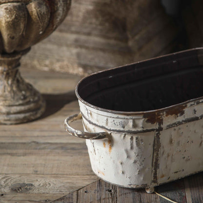 Rustic White Iron Flower Pots - Japanese Wabi-Sabi Style
