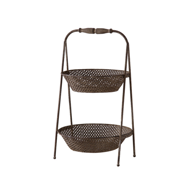 Vintage Rustic Iron Tiered Plant Basket – Farmhouse Decor
