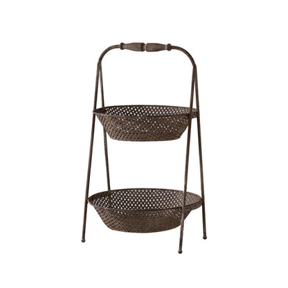 Vintage Rustic Iron Tiered Plant Basket – Farmhouse Decor