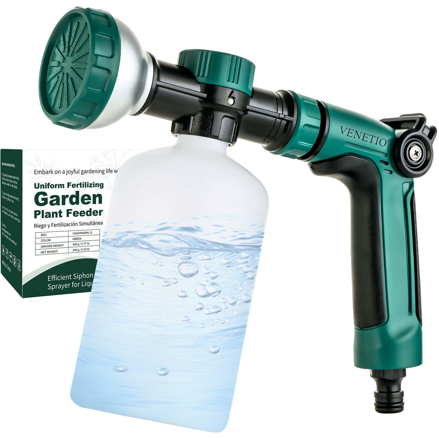 VENETIO 8-Dial Hose End Sprayer for Liquid Fertilizer/Soap | Lawn & Garden Feeder