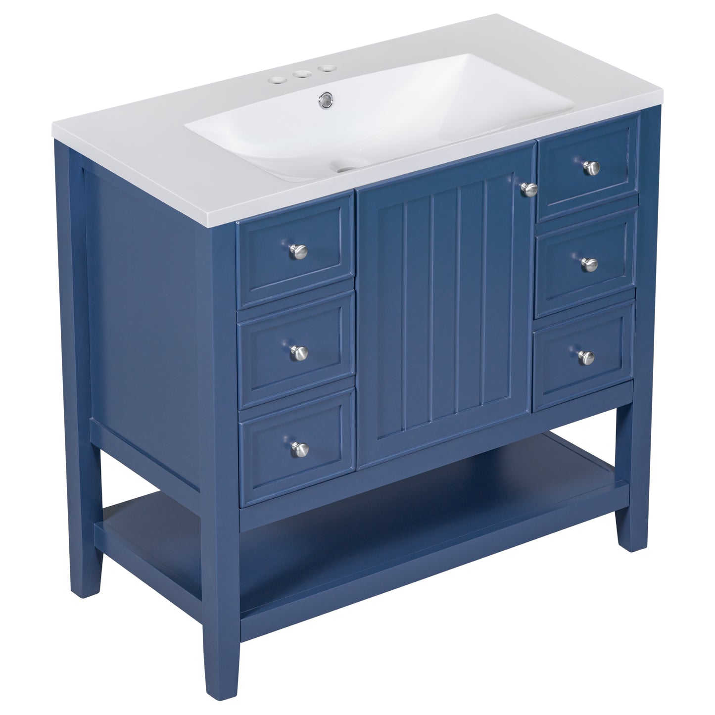 36" Blue Bathroom Vanity with Sink Combo Freestanding