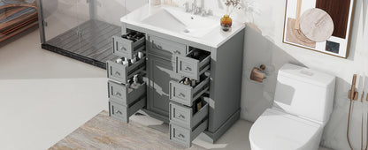 36" Grey Bathroom Vanity with Sink Combo Freestanding