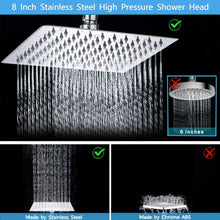 Load image into Gallery viewer, VENETIO 1set Shower Head With Hose, 8&#39;&#39; High Pressure Rain Shower Head, Handheld Shower Head Combo With 11&#39;&#39; Extension Arm, 9 Spray Settings Adjustable Shower Head With Holder, Height/Angle Adjustable ➡ BF-00001