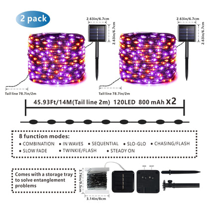 Halloween Lights Purple Solar Lights 2 Packs