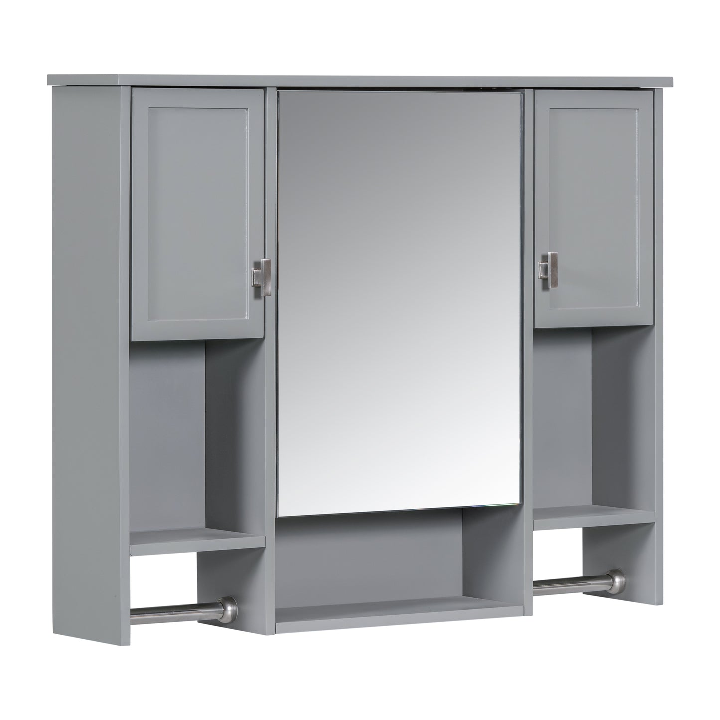 36" Modern Bathroom Vanity with Top Sink and Mirror Cabinet Freestanding