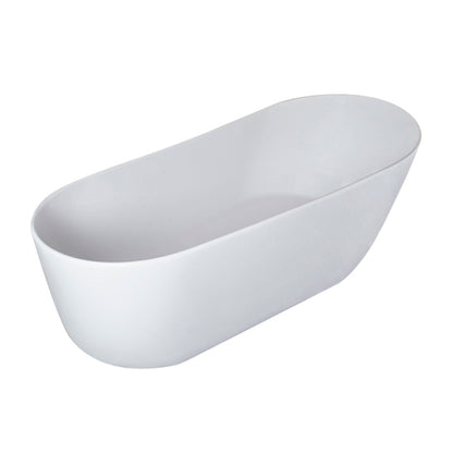 67" Matte White Solid Surface Stone Resin Oval Freestanding Bathtub