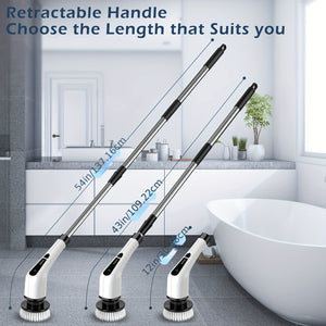 VENETIO Cordless Electric Rotary Brush - 7 Replaceable Brush Heads, 54 Inch Adjustable Handle - Ideal for Bathrooms, Kitchens, Cars, Grooves, and Ceramic Tiles Cleaning ➡ CS-00027