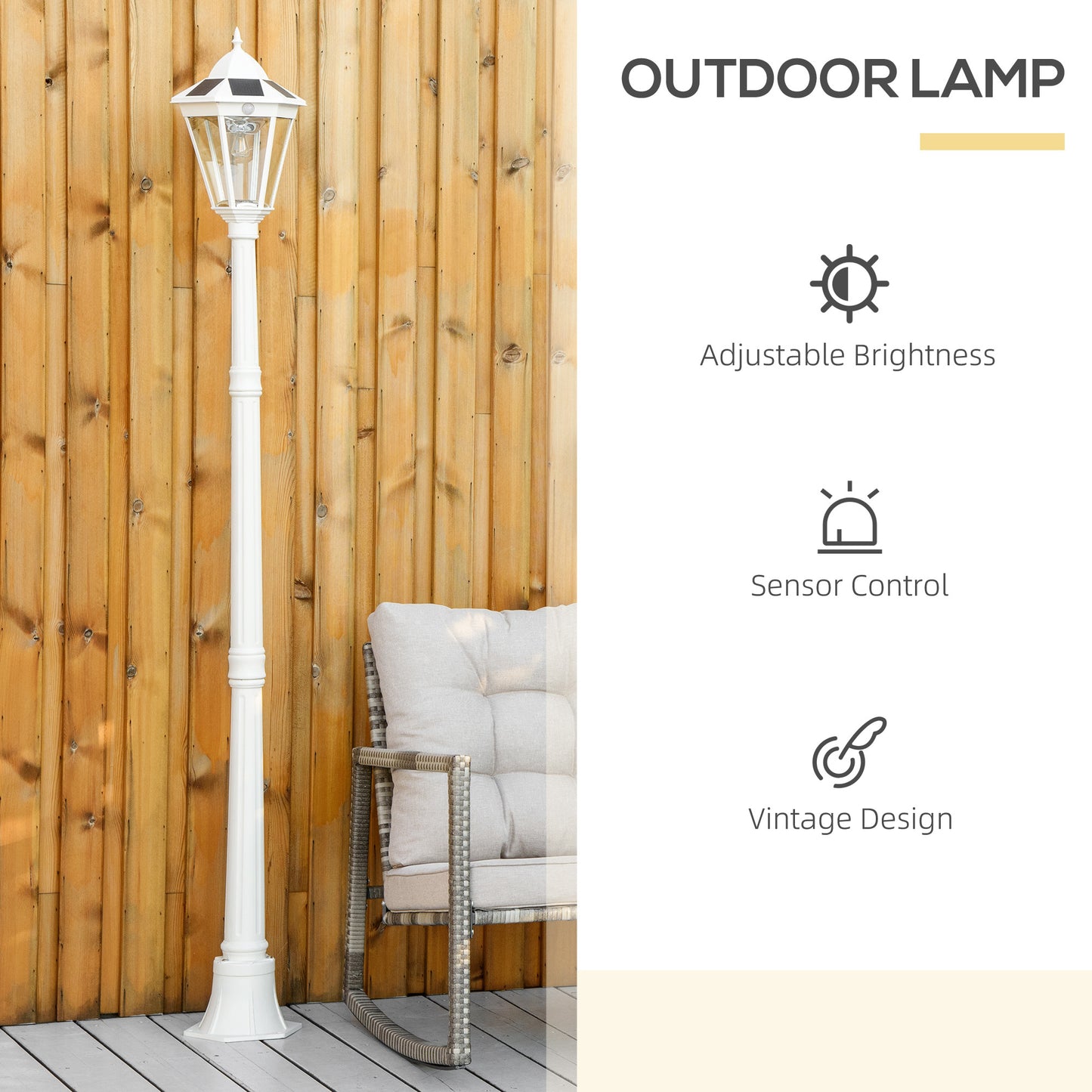 77" Solar Lamp Post Light, Waterproof Aluminum