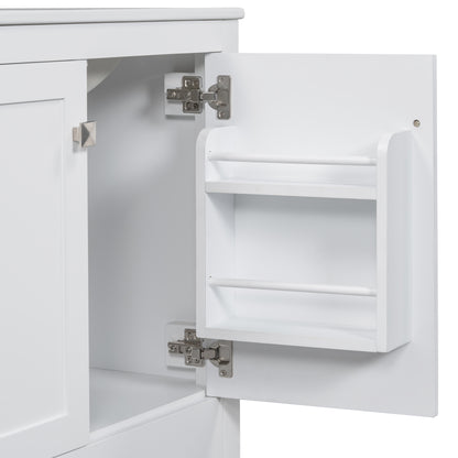 30" White Bathroom Vanity with Single Sink Freestanding Undermount Sink