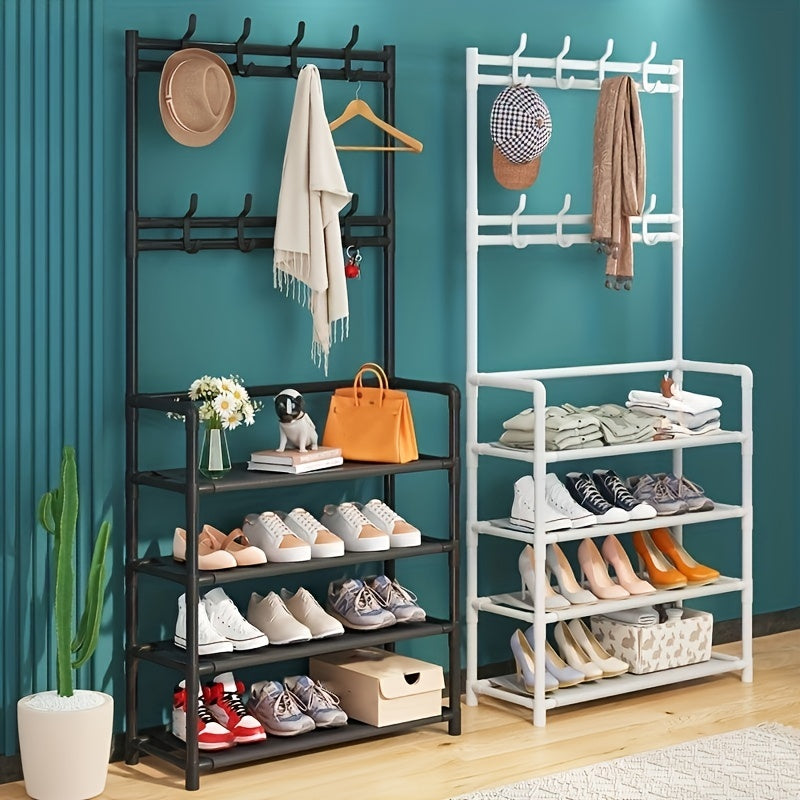 VENETIO Organize Your Home with this Stylish Metal Entrance Coat Rack - 5 Shelves & 8 Double Hooks! ➡ SO-00022